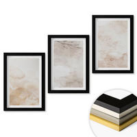 WANDBILDER 3er-Set - 20x30 cm Schwarzer Rahmen - Aquarell-Pastellblätter - Schwarz, Kunststoff (20/30cm) - ArtPrintCave