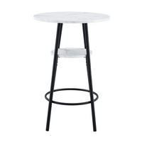 BARTISCH mit Stauraum 60 cm Weiß Marmoroptik - Weiß, Metall (60/60/89cm) - Meubliv