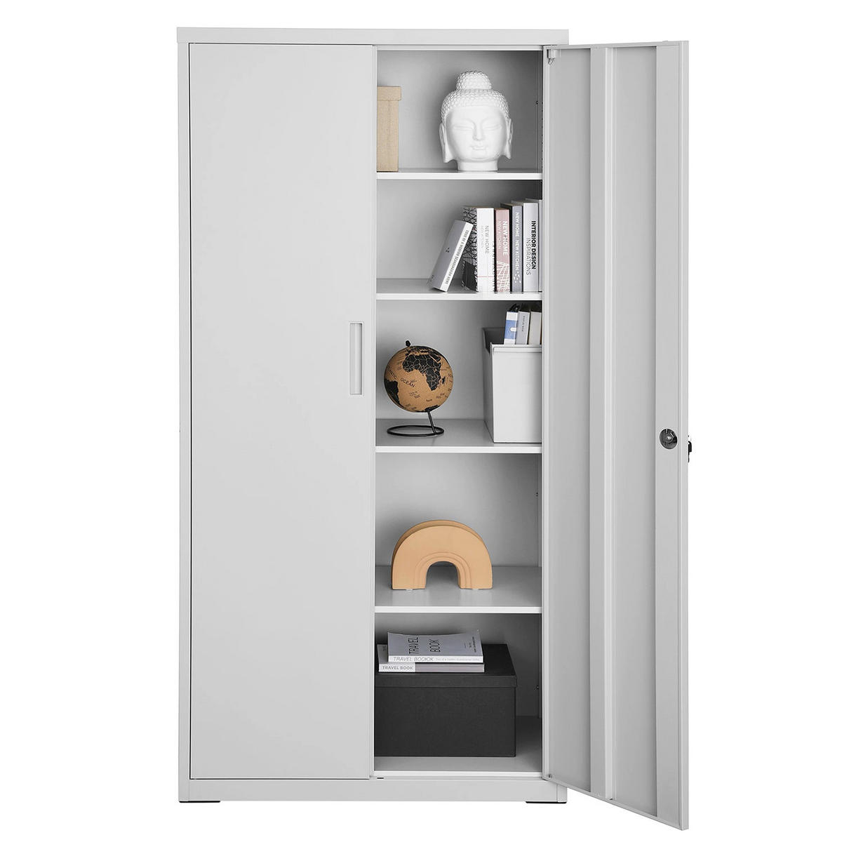AKTENSCHRANK - Grau, Metall (40/180/80cm) - Hansiro