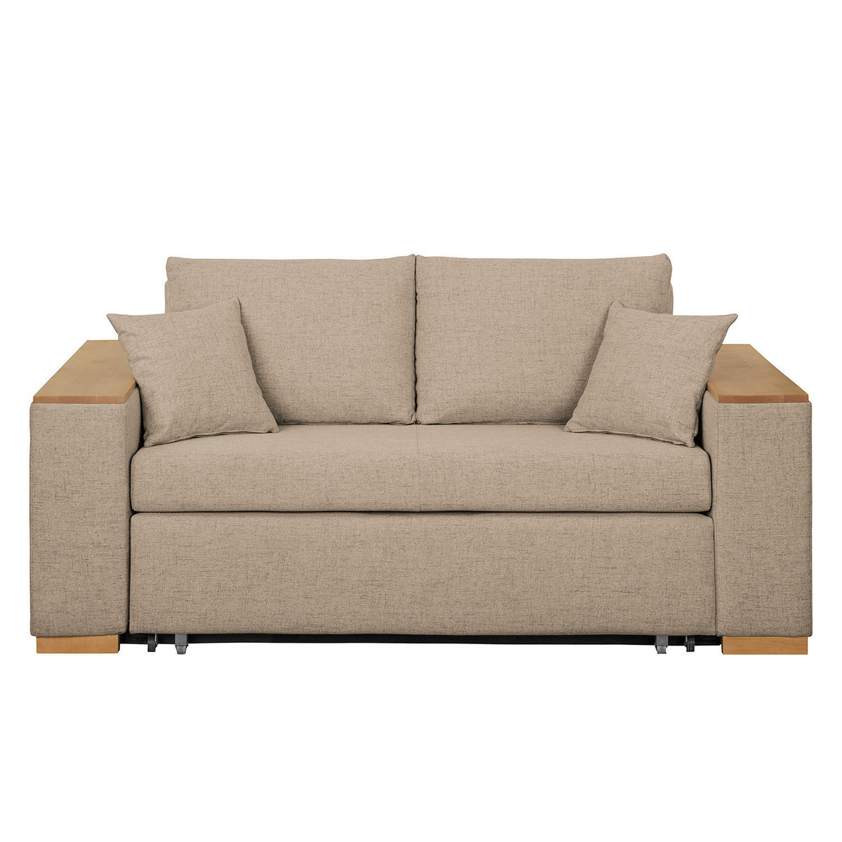 SCHLAFSOFA mit XL Armlehne - Cappuccino, Textil (176/90/90cm) - home24