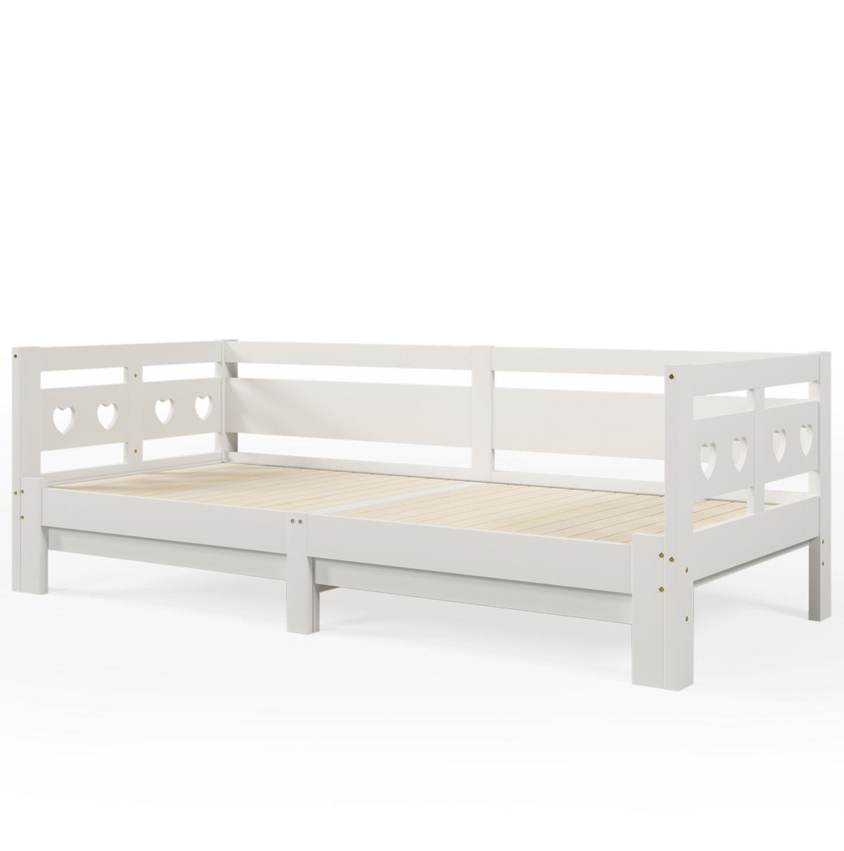 POLSTERBETT 90/200 cm Weiß aus Holz mit Ausziehfunktion - Weiß, Holzwerkstoff (90/200cm) - OKMYHOME