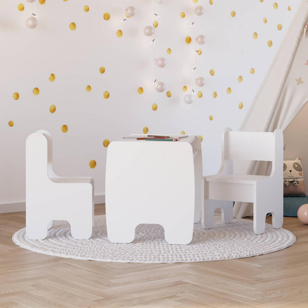KINDERSITZGRUPPE Miki - Weiß, Holzwerkstoff (70/55/40cm) - RAUMHIRSCH FURNITURE