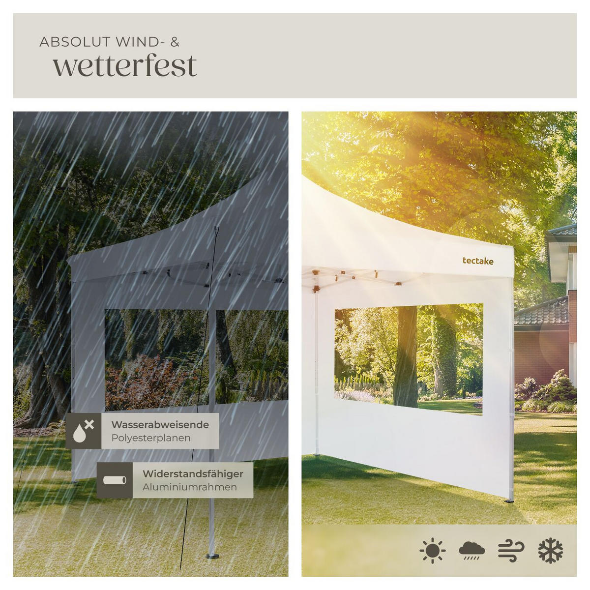 PAVILLION aus Aluminium Olivia, inklusive Spannseilen, Heringen und Tragetasche, weiß - Weiß, Kunststoff (300/280/300cm) - tectake