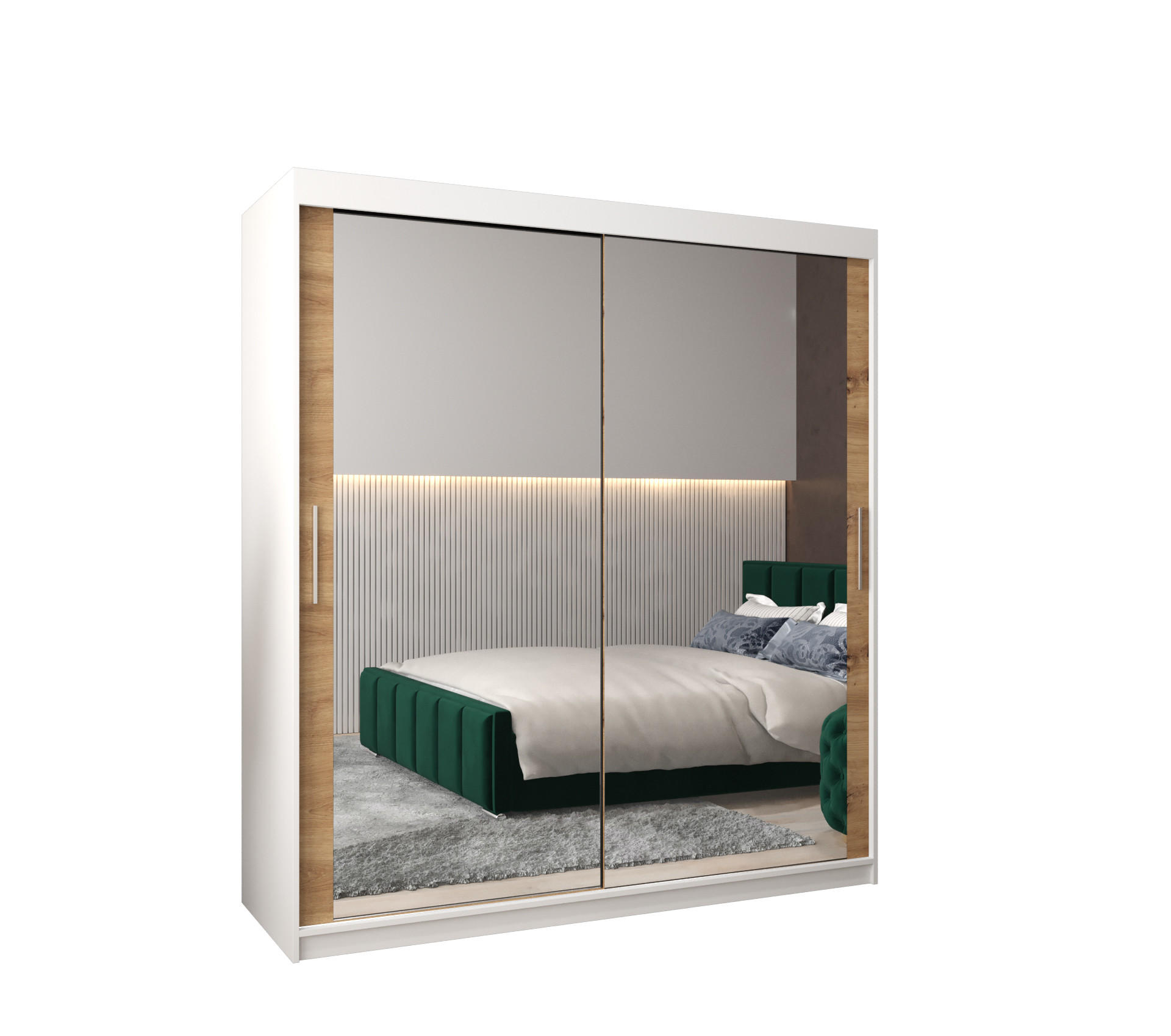 SCHWEBETÜRENSCHRANK 200/180/62 2-türig - Silberfarben/Eiche Artisan, Holz/Kunststoff (180/200/62cm) - Abiks Möbel