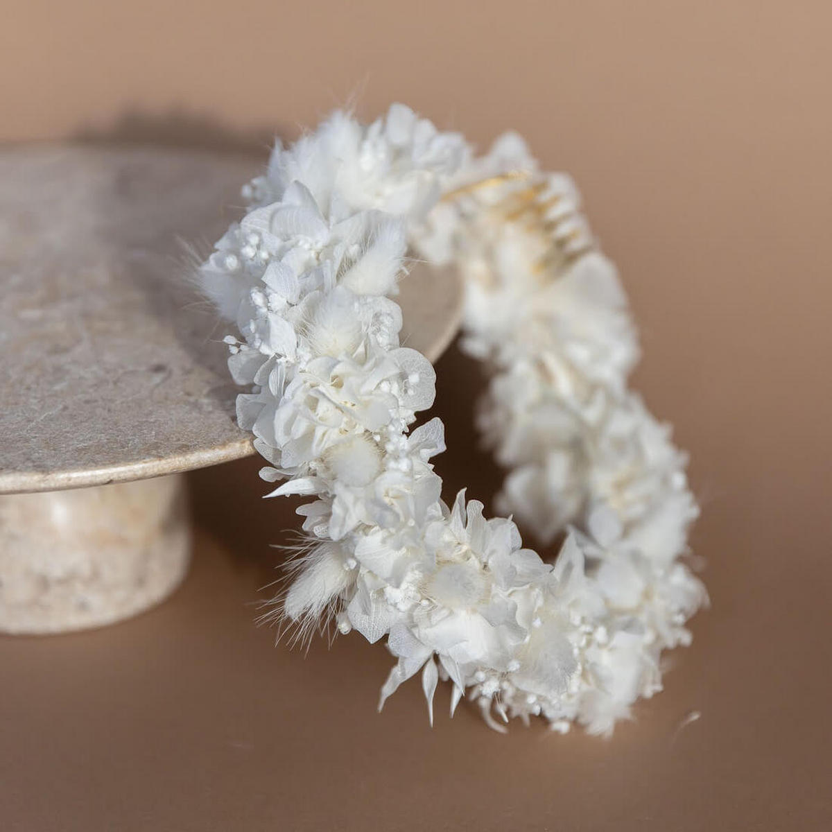 HAARREIF I Diadem Trockenblumen weiß - weiß - Weiß, Naturmaterialien (15cm) - Lykke & You