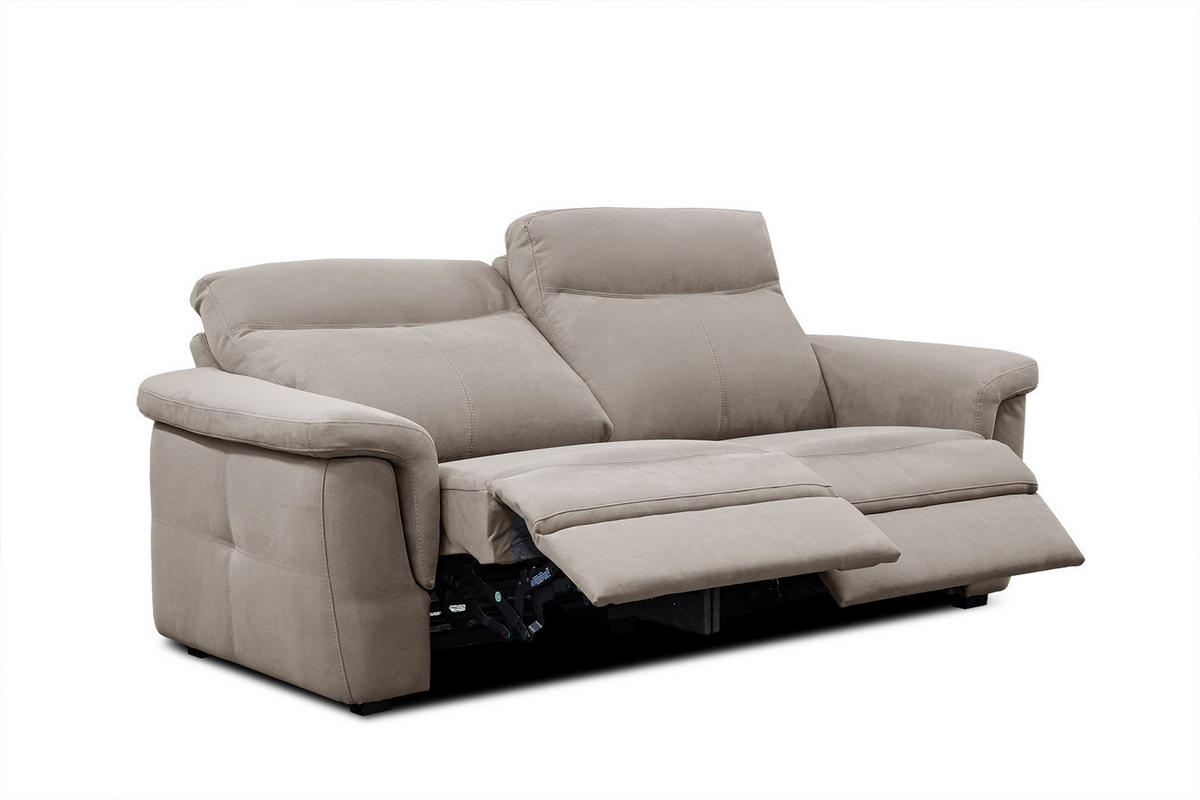 SOFA JONES 2-Sitzer mit 2 Relaxfunktionen, greige - Greige/Schwarz, Holz/Kunststoff (166/102/99cm) - Courtois Laville