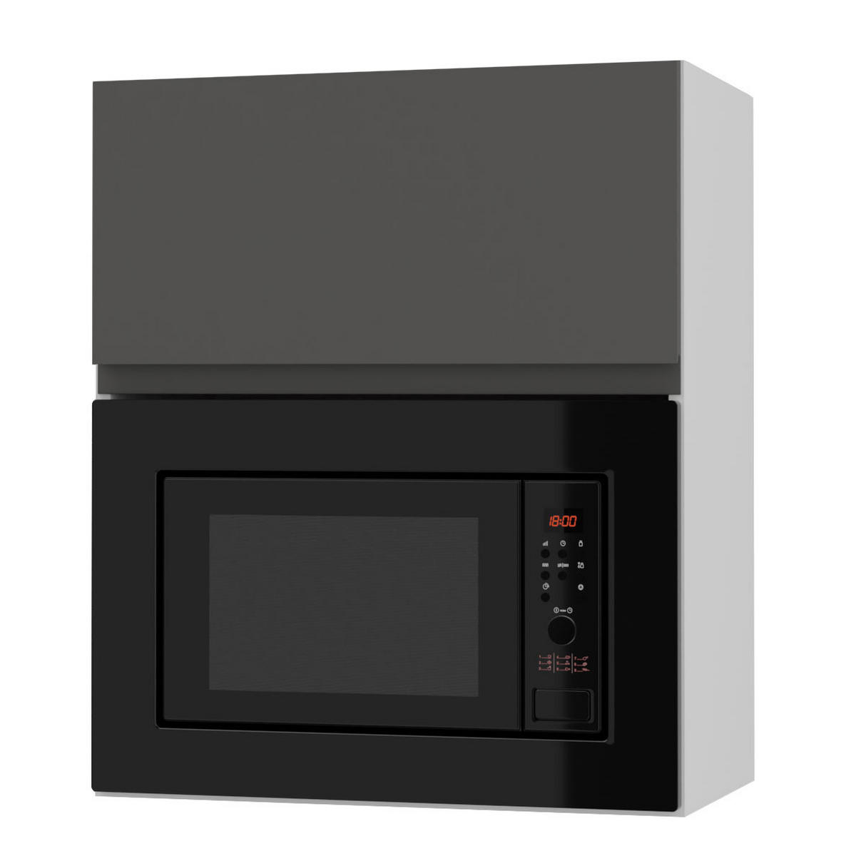 MIKROWELLENUMBAUSCHRANK Avellino W2MK/60 graphit Acryl matt / Weiß 60 / 32,5 / 72cm - Graphitfarben/Weiß, Holz/Holzwerkstoff (60/72/32.5cm) - Feldmann-Wohnen