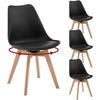 STUHL 4er Set, drehbar, Kunstleder, Massivholz, Schwarz - Buchefarben/Schwarz, Holz/Kunststoff (48/83/58.5cm) - Woltu
