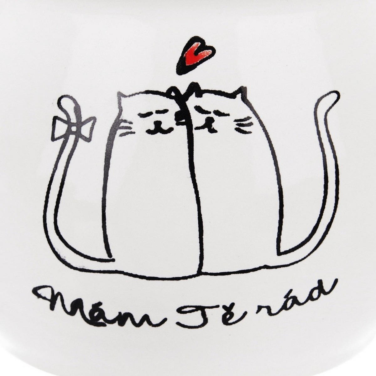 KERAMIKBECHER-SET KATZEN, Keramik, weiß, 2 Stk., 300 ml - Pink, Keramik (0.3L) - Orion 