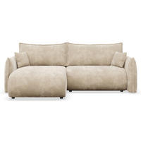 ROHOVÁ SEDAČKA Cushi, levý roh, béžová žinylka - černá/béžová, textil/plast (252/183cm) - Selsey