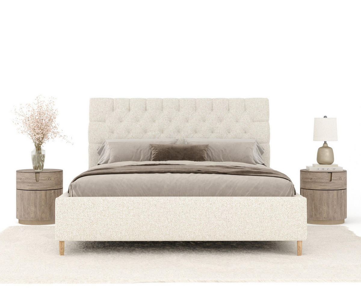 POLSTERBETT Vezzola Creme 160/200 cm im Plüsch-Stoff - Creme/Naturfarben, Holz/Holzwerkstoff (160/200cm) - Maison de Reve