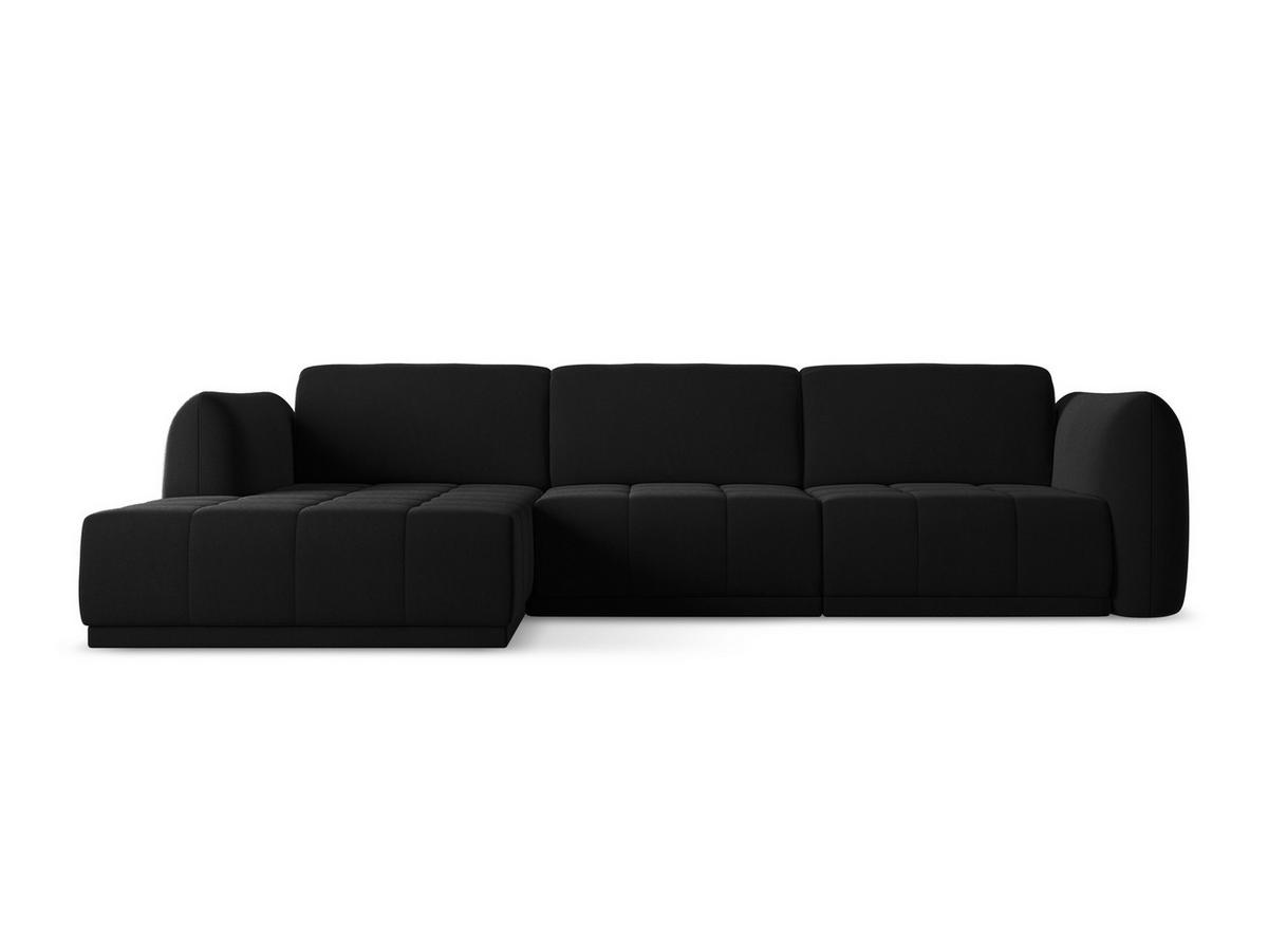 ECKSOFA Links Samt Stoff Schwarz - Schwarz, Kunststoff/Textil (170/290cm) - Makamii