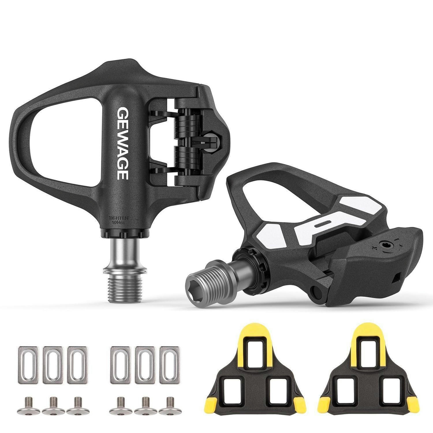 KLICKPEDALE für Rennrad Set mit verstellbarer Spannung und breiter Plattform - Schwarz, Kunststoff (8.7/1.5/10.3cm)