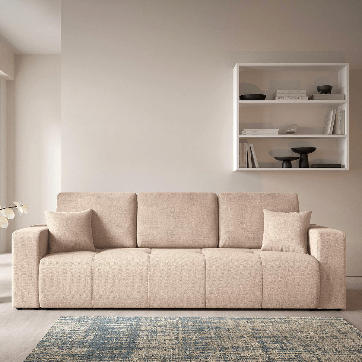SOFA Vasco 3 Sitzplätze Beige - Beige, Holz (244/86/92cm) - Petits-meubles