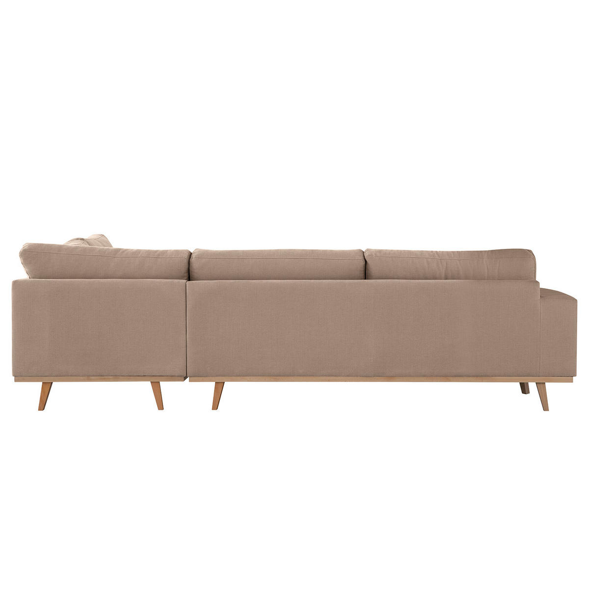 ECKSOFA mit Ottomane - Taupe/Buchefarben, Buchenholz/Textil (287/219cm) - home24