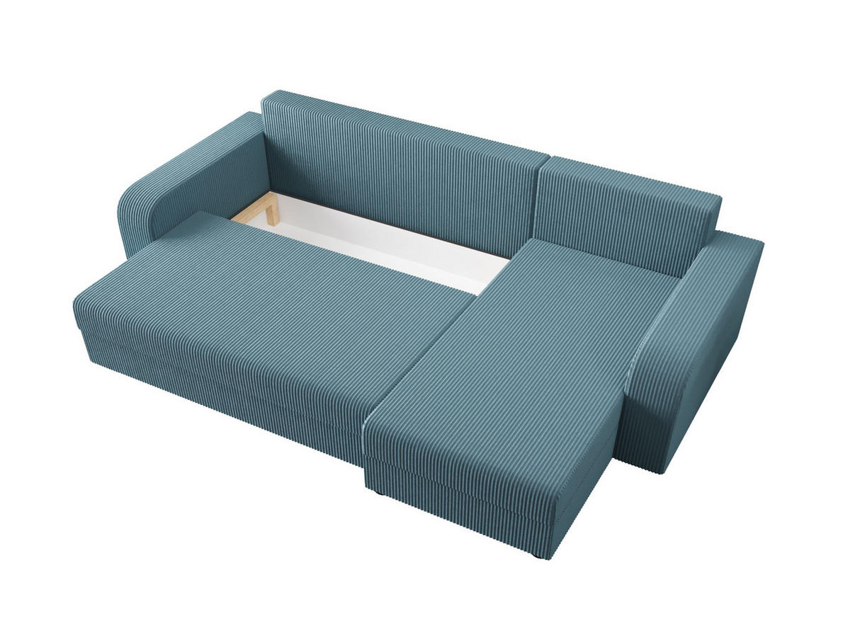 ECKSOFA HEWLET L BIS Zoom 14 Rechts mit Schlaffunktion - Blau, Textil (240/140cm) - Bedante