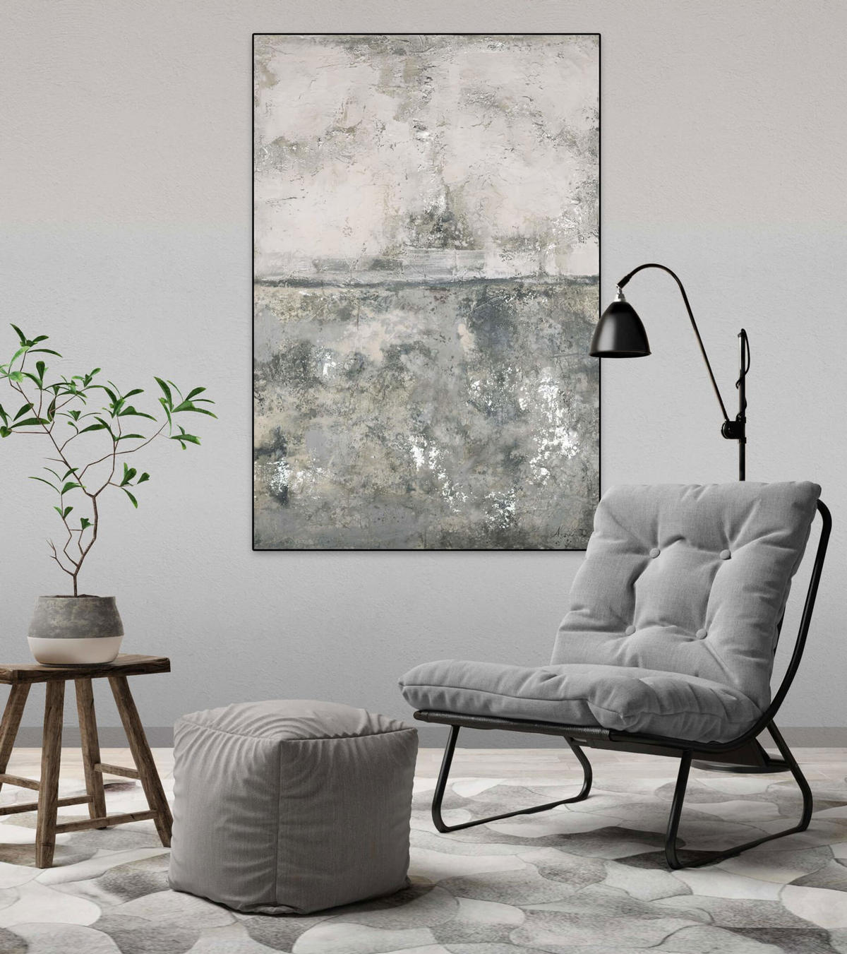 ACRYLBILD HANDGEMALT 80/120 cm - Grau, Holz/Textil (80/120cm) - KUNSTLOFT