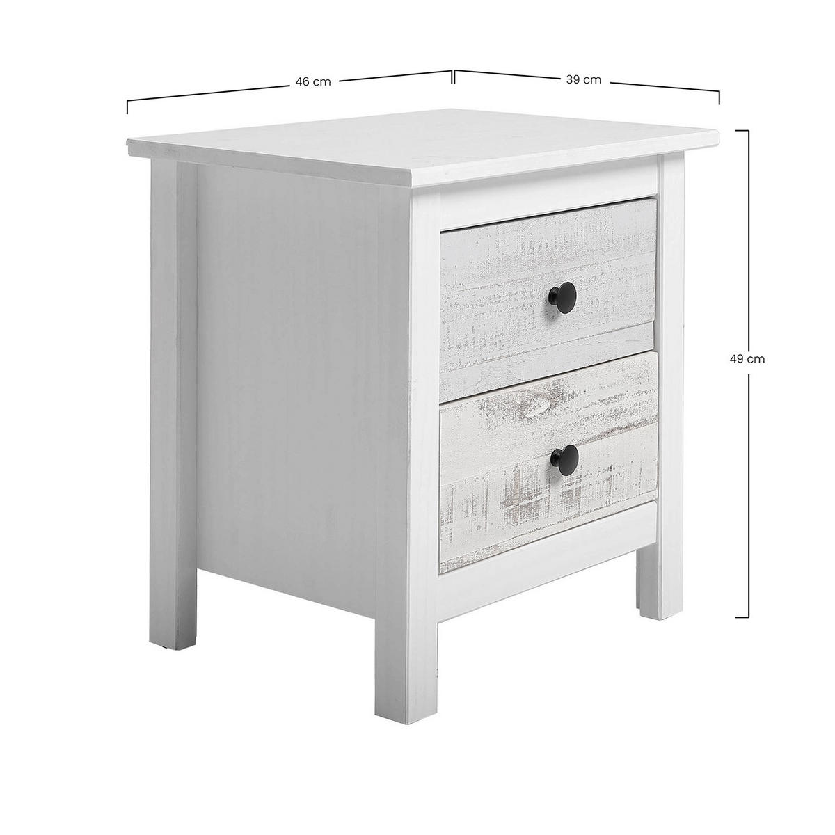 NACHTTISCH Magda 2 Schubladen - Weiß, Holz (46/49/35cm) - VS Venta-stock