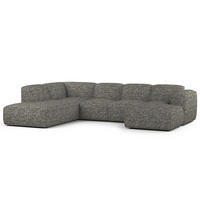 WOHNLANDSCHAFT mit Longchair - Schwarz/Grau, Kunststoff/Textil (325/71/235cm) - home24