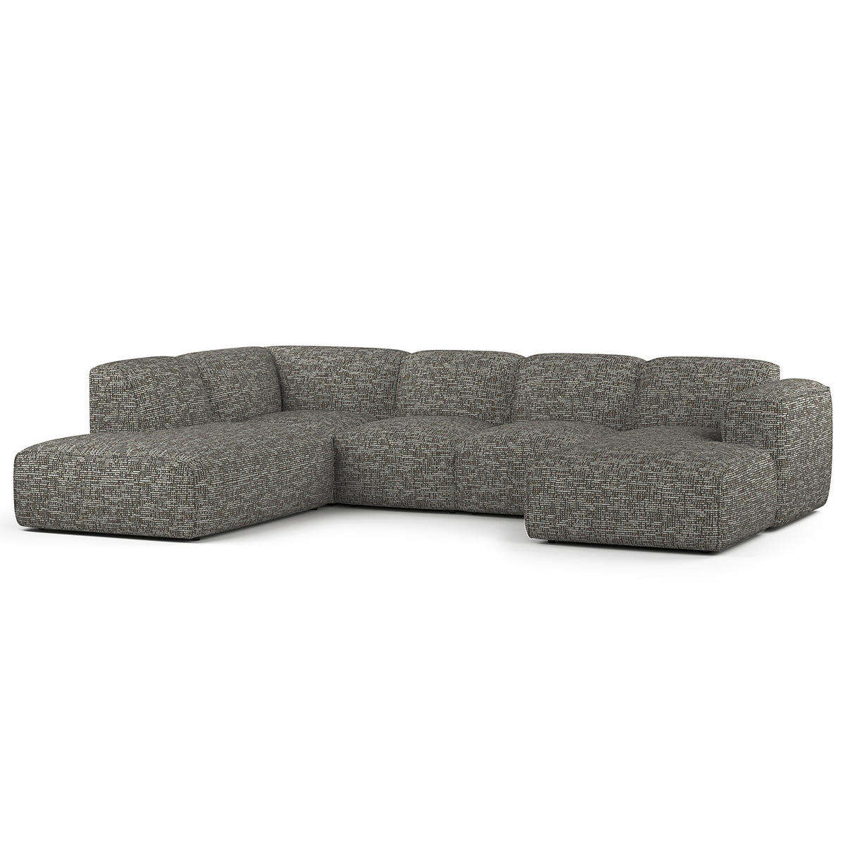 WOHNLANDSCHAFT mit Longchair - Schwarz/Grau, Kunststoff/Textil (325/71/235cm) - home24