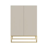 HIGHBOARD 2dverová Veldio sivobéžová so zlatým kovovým rámom 90 cm - zlatá/sivobéžová, kov/kompozitné drevo (90/125/38cm) - Selsey