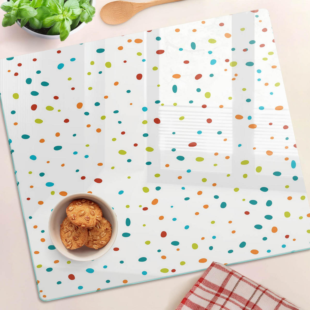 GLASPLATTE 60x52 cm Farbige Punkte - Multicolor, Glas (60/0.4/52cm) - TULUP