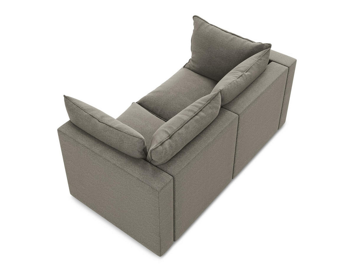 2-SITZER-SOFA Bouclé Stoff Grau - Schwarz/Grau, Holzwerkstoff/Kunststoff (180/77/90cm) - LaMiaSofa