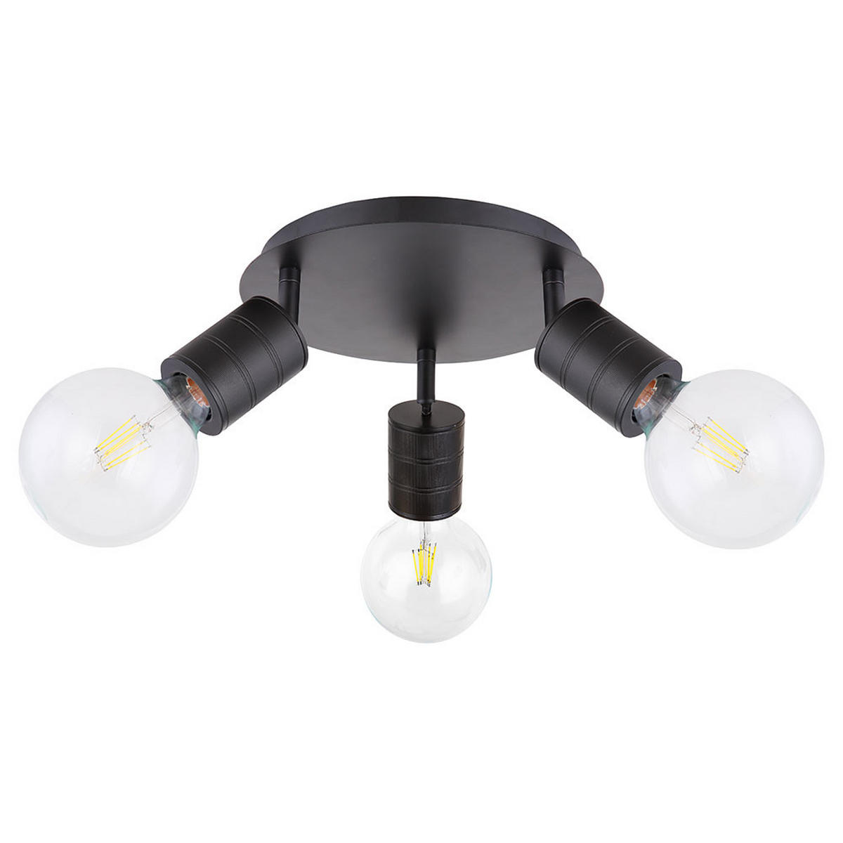 DECKENLEUCHTE Metall Schwarz 3-Flammig - Schwarz, Metall (28/28/16cm) - Globo Lighting