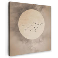 LEINWANDBILD Vogel - Beige - Japanisch 90x90 cm - Taupe, Textil (90/90cm) - MuchoWow