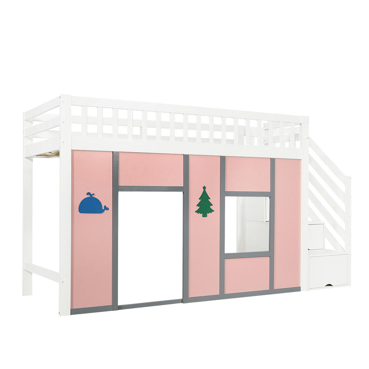 HOCHBETT 90/200 cm Weiß + Pink - Pink/Weiß, Holz/Holzwerkstoff