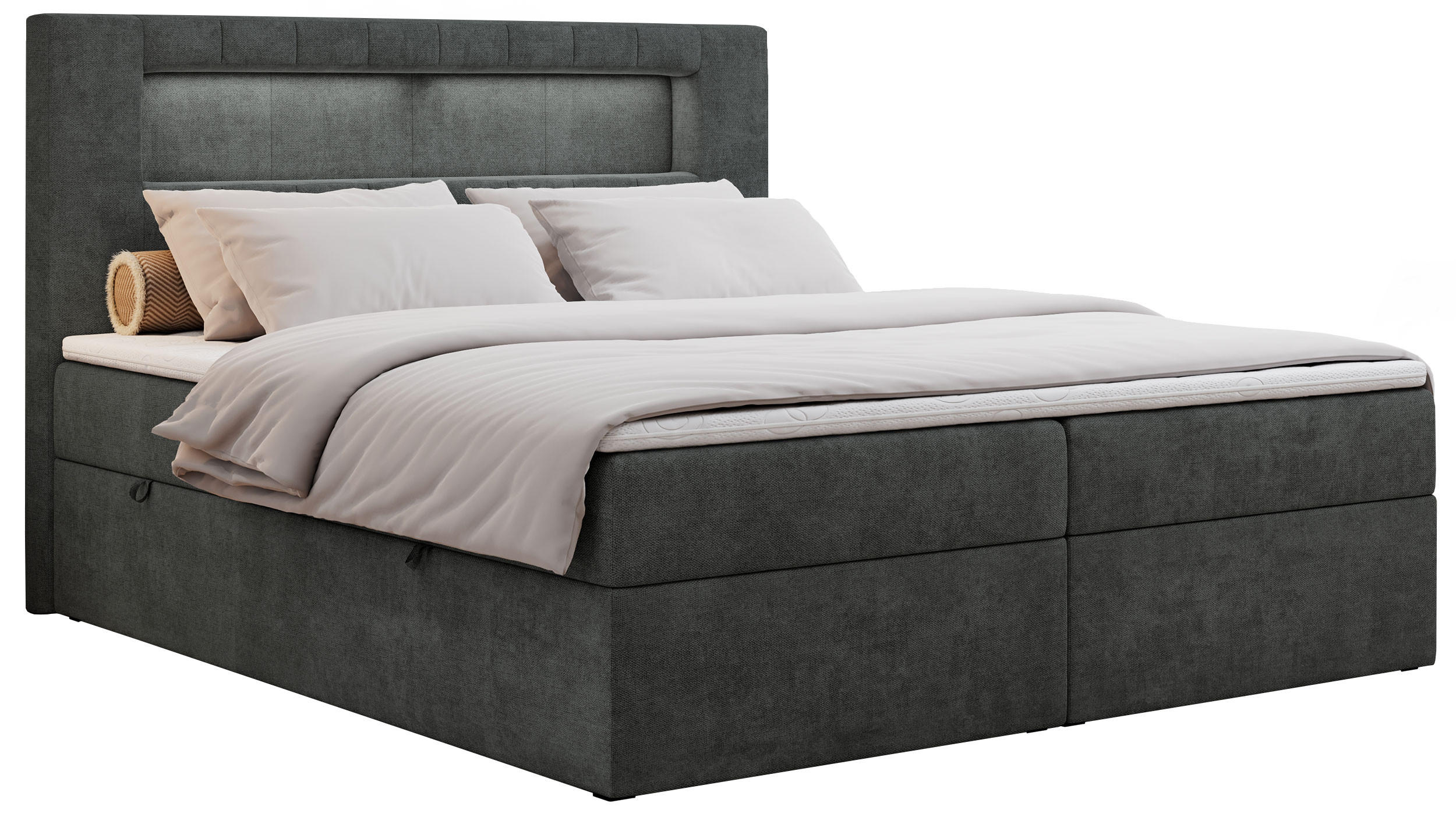 BOXBETT GOLD-5 LED 120/200 Dunkelgrau Struktur - H3 - Dunkelgrau, Holz/Textil (120/200cm) - MKS