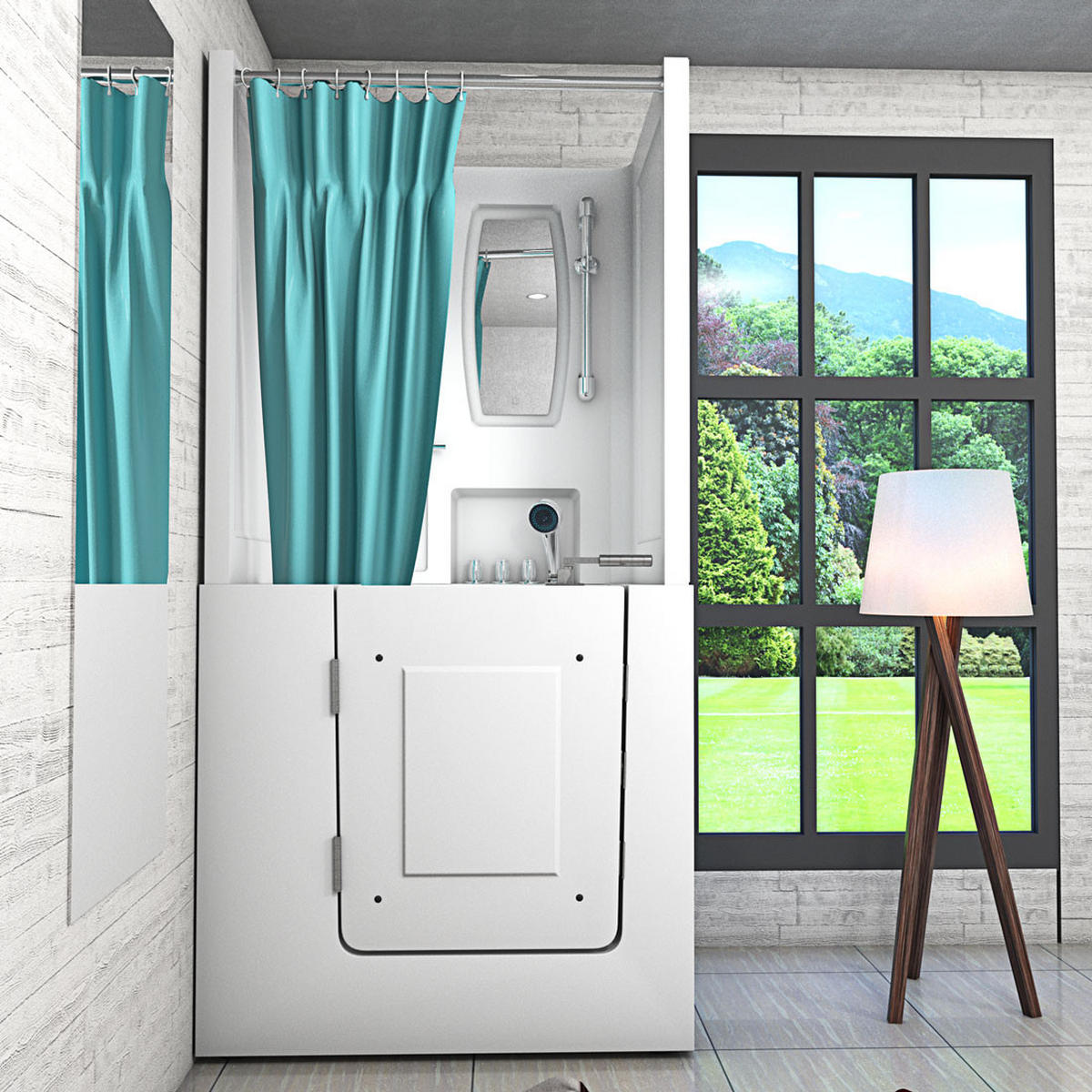 DUSCHE mit Sitzwanne und Tür S02D-TH-A-L - Weiß, Glas/Kunststoff (78/100/205cm) - AcquaVapore by Sandra Jentho