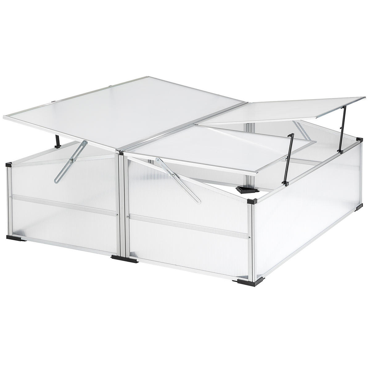FRÜHBEET doppelt, Aufbau im Stecksystem,transparent - Transparent, Metall (102/31/102cm) - tectake