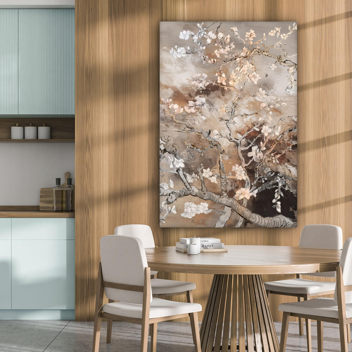 LEINWANDBILD Mandelblüte - Kunst - Van Gogh - Beige - Abstrakt 80x120 cm - Braun, Textil (80/120cm) - MuchoWow