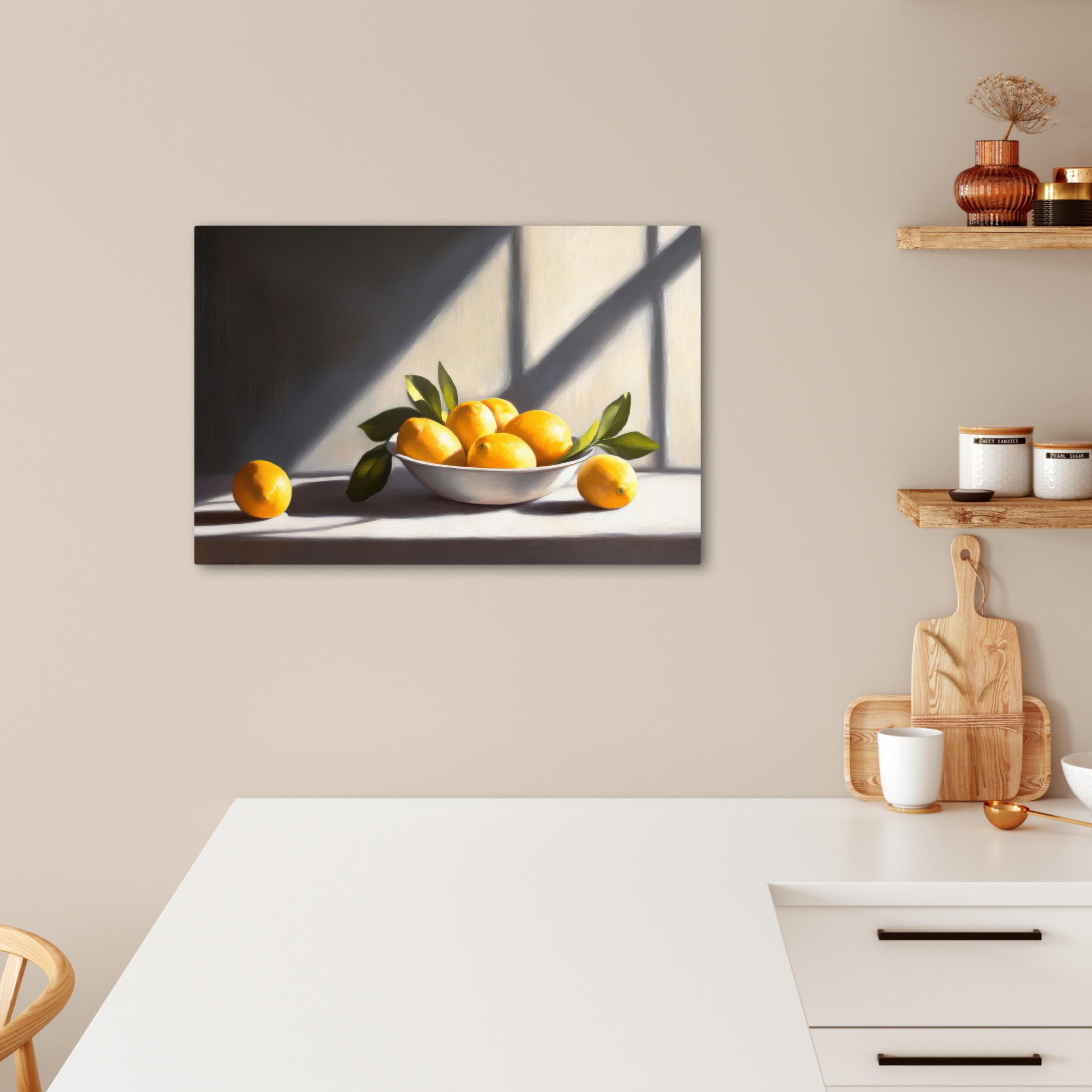 LEINWANDBILD Zitronen - Stilleben - Gelb Gemälde 60x40 cm - Gelb, Textil (60/40cm) - MuchoWow