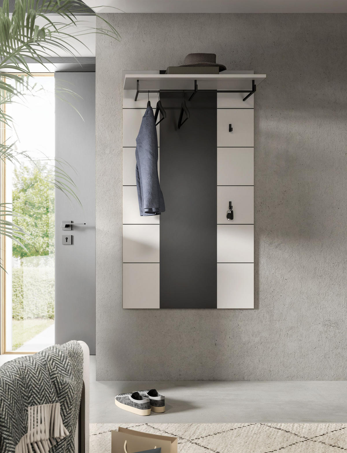 PANEEL CANU (B/H/T: ca. 80/145/29 cm) in Basalt grau/weiß - Grau, Holzwerkstoff (80/145/29cm)