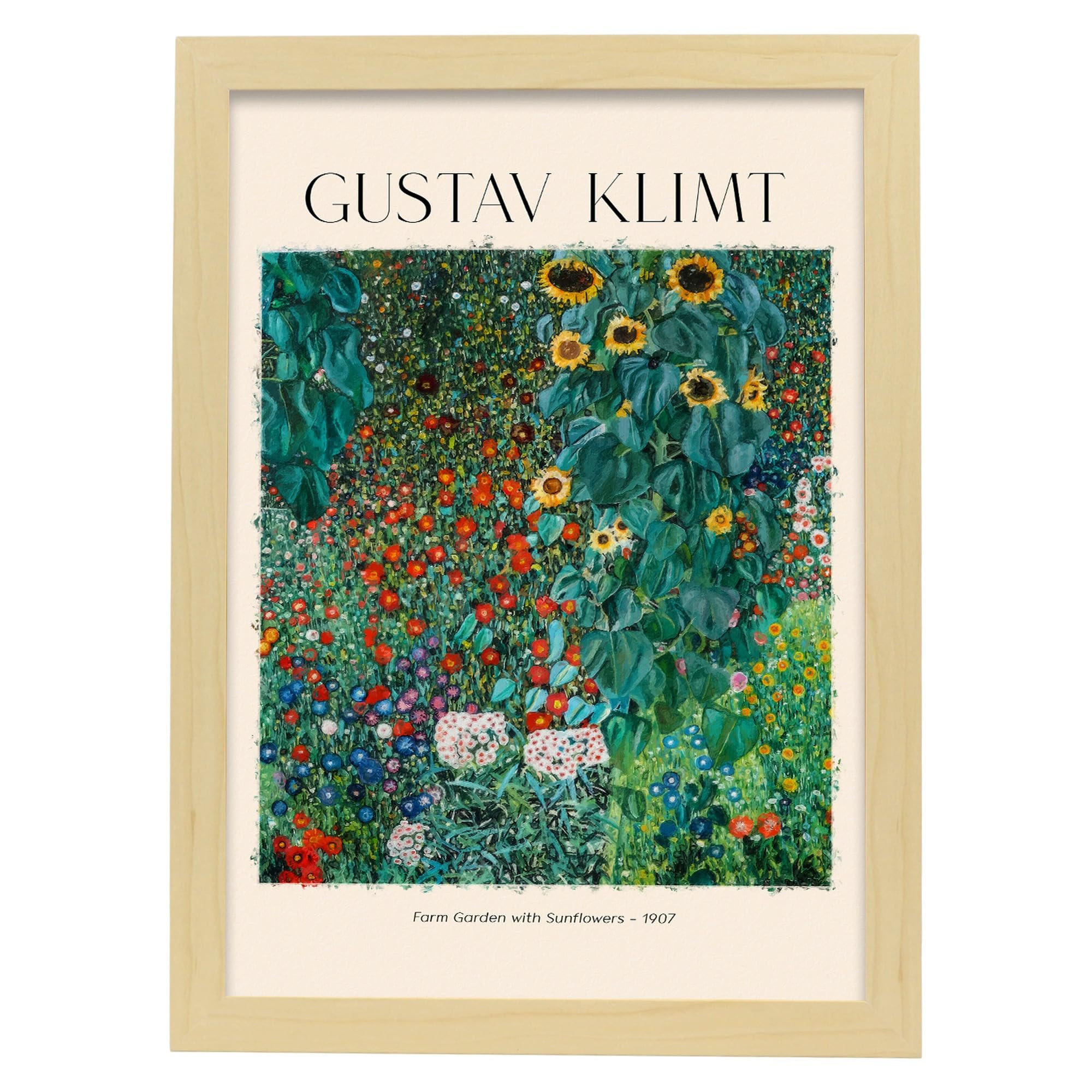 POSTER Granja -Garten Mit Sonnenblume A3 Rahmen Aus Hellem Holz - Beige, Papier (29.7/5/42cm) - Nacnic