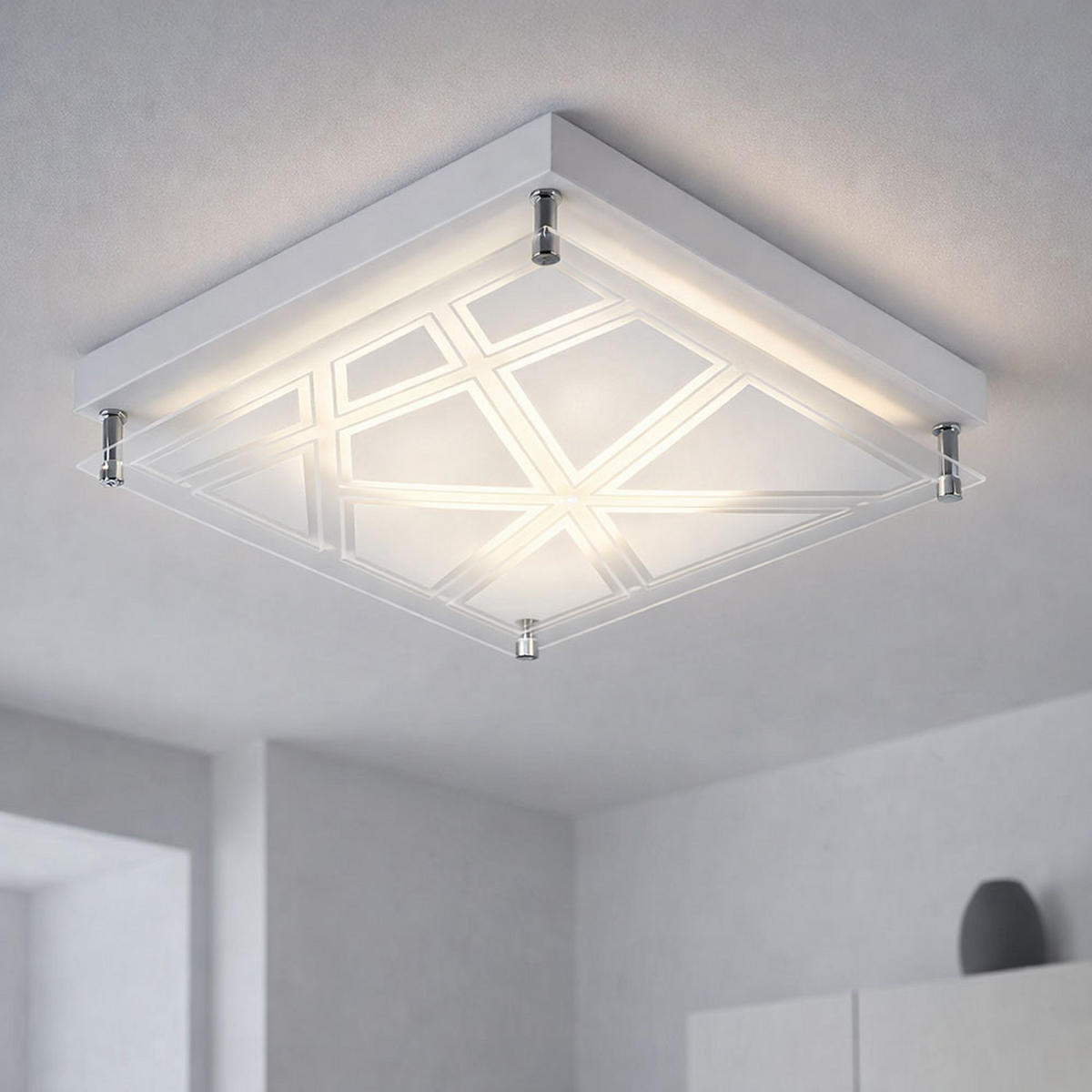 LED DECKENLEUCHTE Metall Musterschirm Silber - Silberfarben, Metall (25/25/7.5cm) - Esto