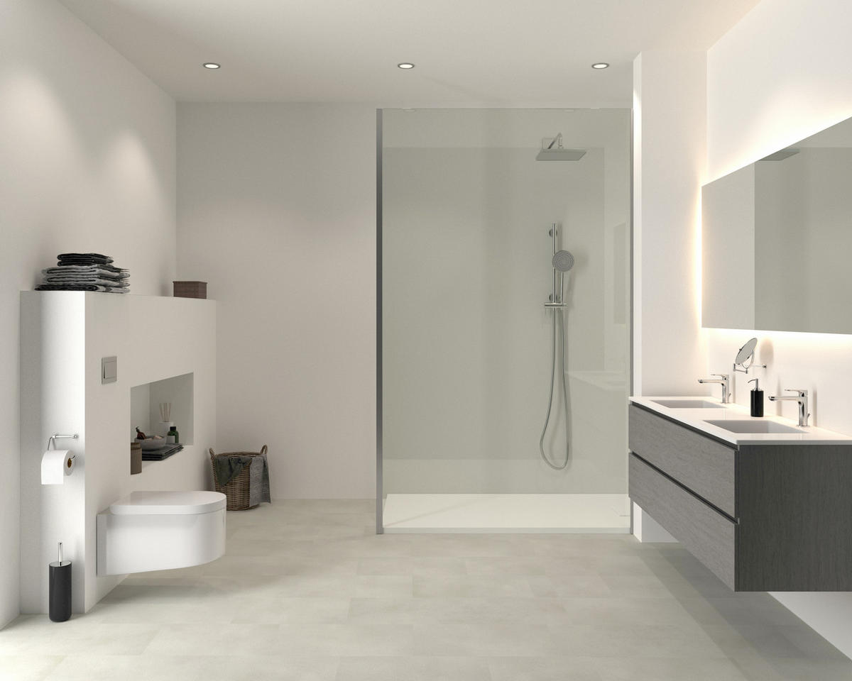 AQUA-STEP- ALL IN ONE - Wasserdichte Wandpaneele und Bodenpaneele für Badezimmer - Weiß - 6 Paneele (2,34m²) - Weiß, Kunststoff (122/32/0.45cm) - Aqua-Step® 
