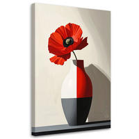 LEINWANDBILDER, Rote Blume in einer modernen schwarz-roten Vase - Rot, Textil (80/120cm) - Feeby