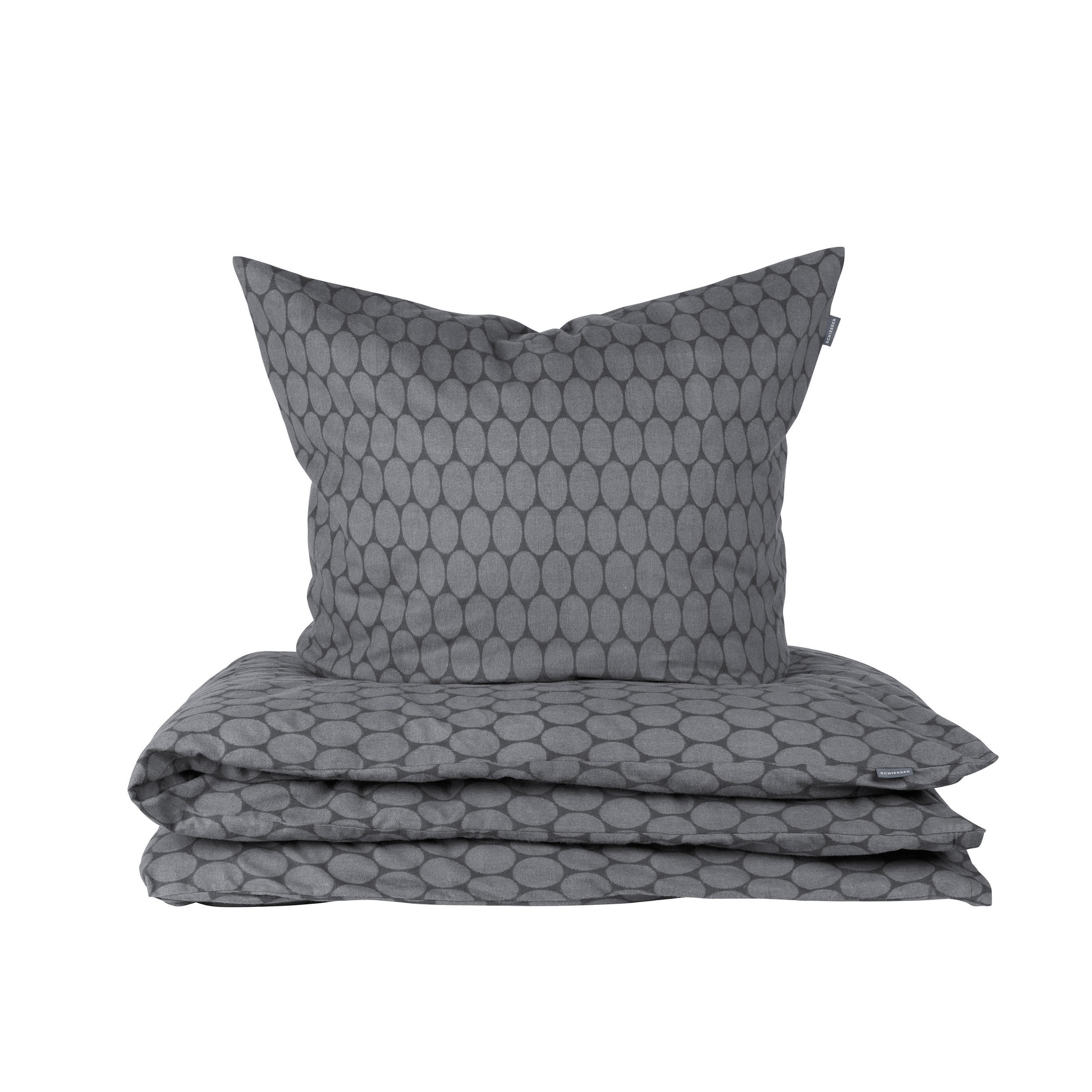 BETTWÄSCHESET Drops - Feinbiber - 2-teilig - 135 x 200 cm - Grau - Grau, Textil (135/200cm) - SCHIESSER