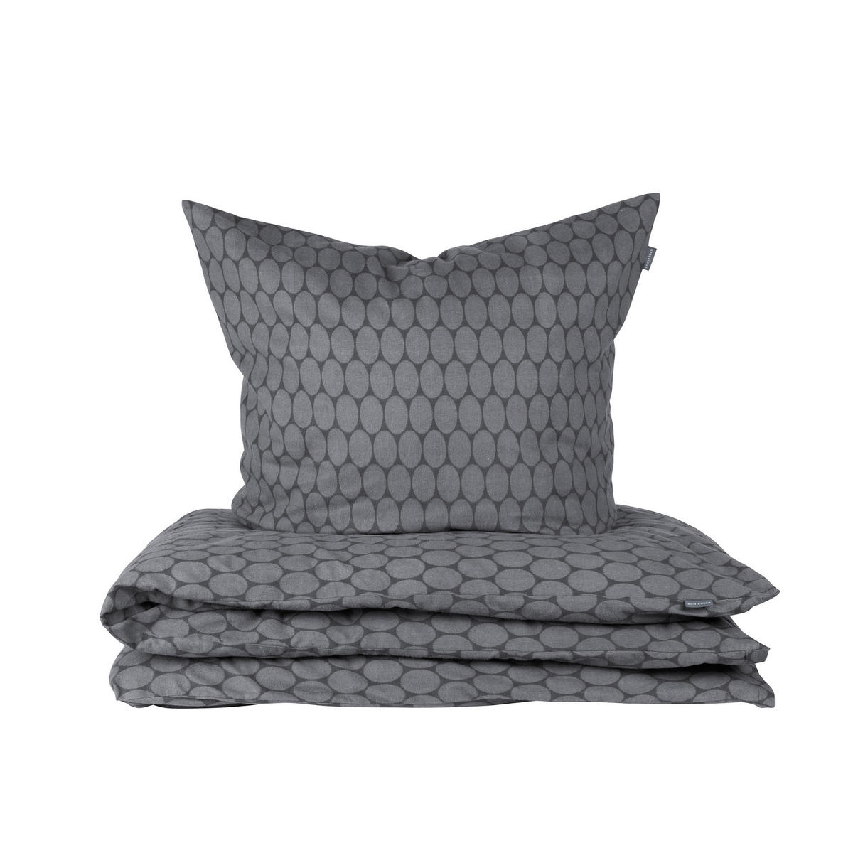 BETTWÄSCHESET Drops - Feinbiber - 2-teilig - 135 x 200 cm - Grau - Grau, Textil (135/200cm) - SCHIESSER