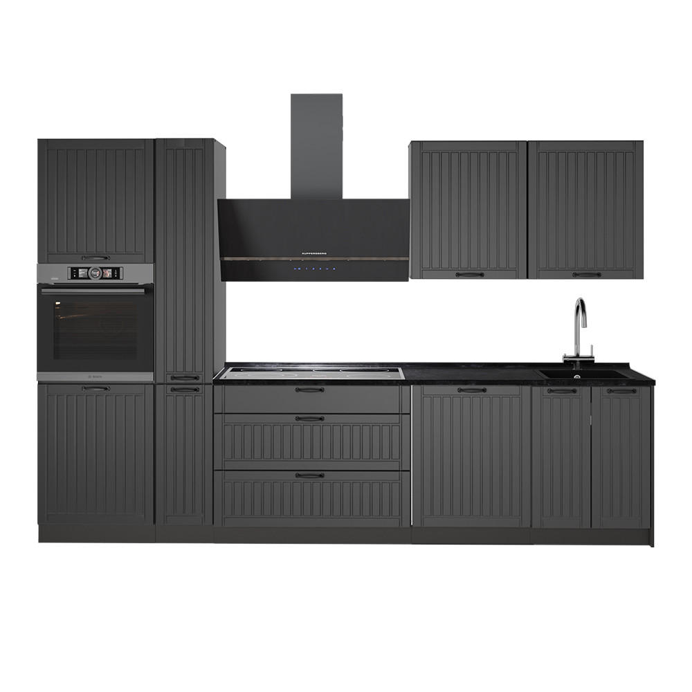 KÜCHENZEILE Fame-Line, Dunkelgrau/Anthrazit, 310 cm, AP Anthrazit - Dunkelgrau/Anthrazit, Holzwerkstoff (310/206.8/60cm) - Vicco