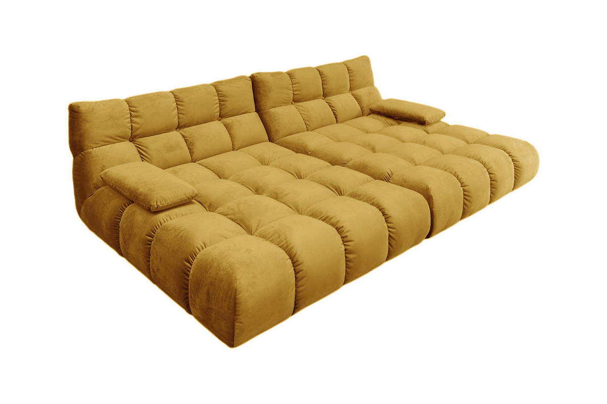 BIG SOFA VIVIEN Gelb Velvet - Currygelb/Gelb, Kunststoff/Textil (296/85/178cm) - KAWOLA