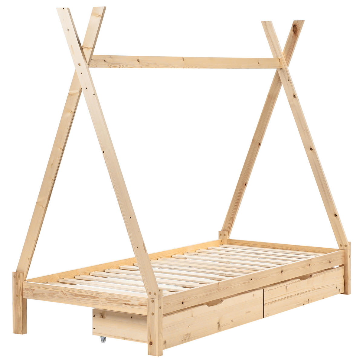 KINDERBETT 90x200 cm Heller Holzfarbton Devay - Hellbraun, Holz (90/200cm) - Beliani