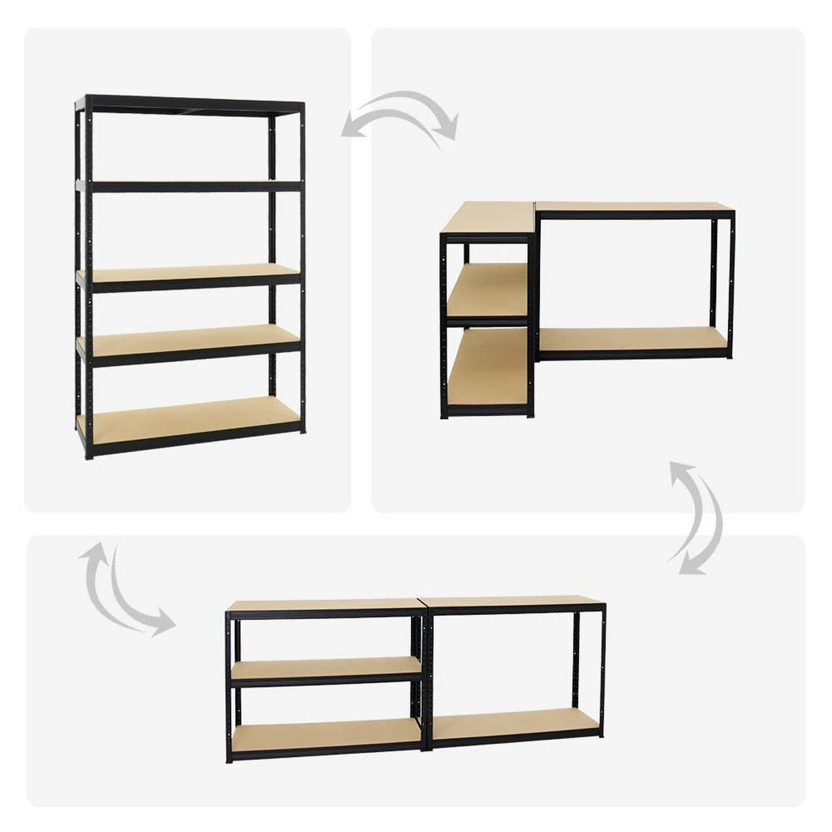 SCHWERLASTREGAL Big Elephant S 3er-Set mit 3x 180x120x45 cm Fachlast 250 kg Schwarz - Schwarz, Metall (360/180/45cm) - PROREGAL