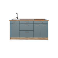 KUHINJSKI BLOK R-Line, Plavo-Siva /Hrast zlatnog tona, 160 cm goudkleurig eiken werkblad - hrast medunac/plavo-siva, drvni materijal (160/81.6/60cm) - Vicco