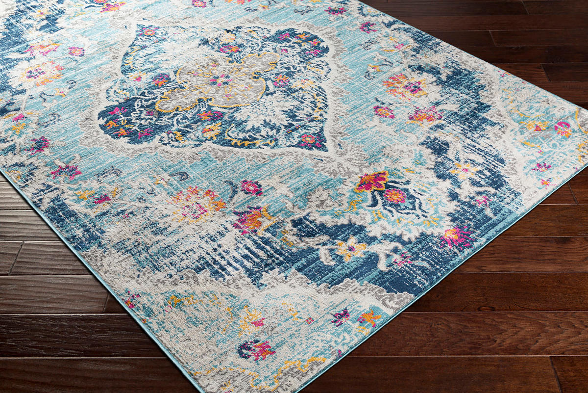 VINTAGE-TEPPICH Rund Ø 160 cm Blau - Blau, Textil (160/160cm) - LIVABLISS