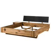 HOLZBETT inkl. Nachttisch links Wildeiche 200x200x81 natur geölt/lackiert KITZBÜHEL #151 - Naturfarben, Holz (200/200cm) - Massivmoebel24