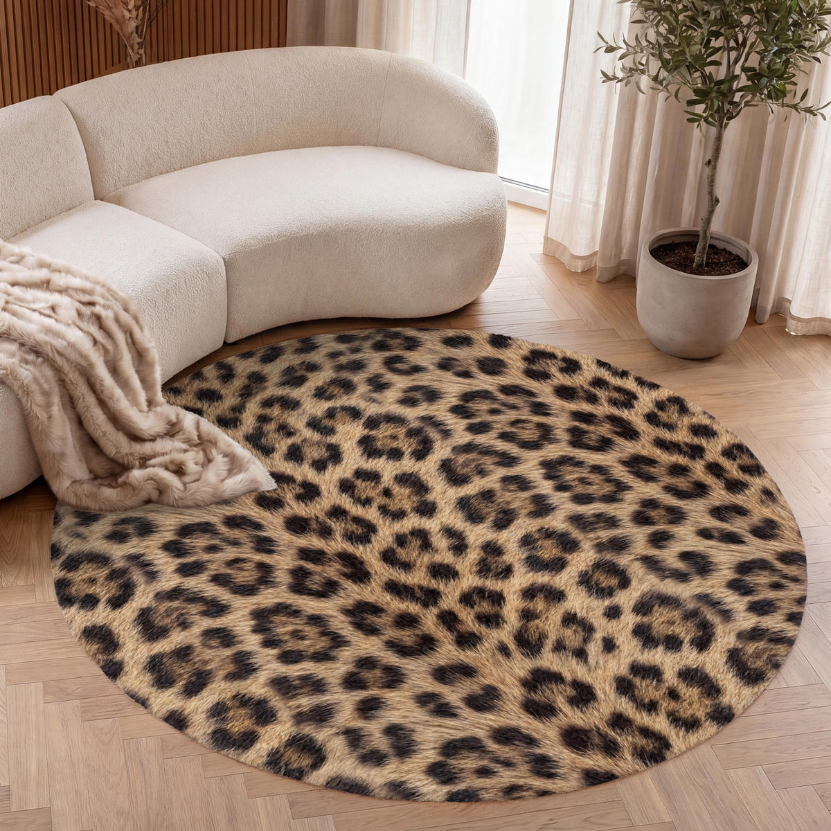 TEPPICH - Leopard - Mantel - Klassisch - Braun - 150x150 cm - Braun, Kunststoff/Textil (150/0.4cm) - OnlyWow
